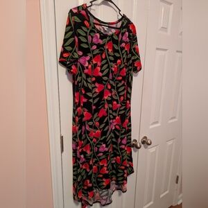 LuLaRoe Carly Dress Red and Purole Floral on Black Large